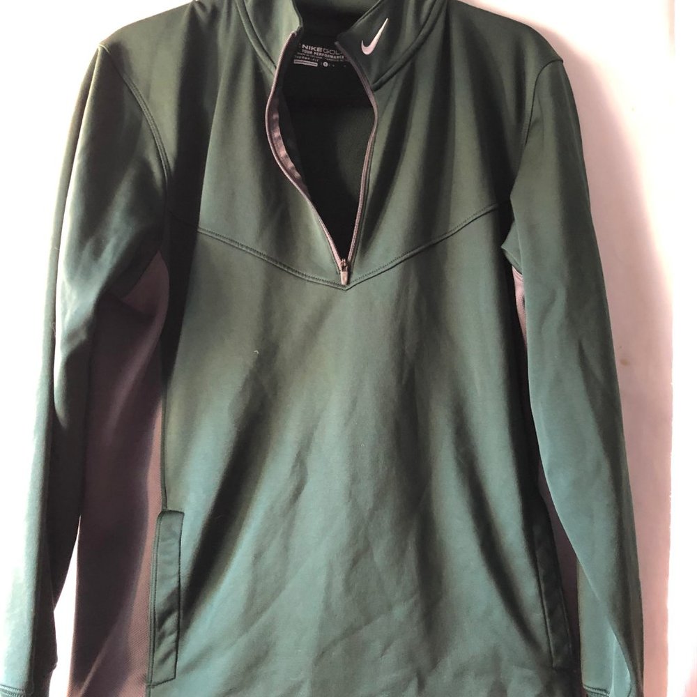 Nike Golf, Tour Performance Green and Grey Pullover, Thermafit  Mens Small